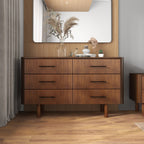 Brown 6-Drawer Dresser with Walnut Finish – Solid Wood