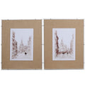 European Cities Watercolor Framed Prints with MDF & Acrylic Frame - Brown
