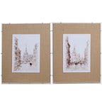 European Cities Watercolor Framed Prints with MDF & Acrylic Frame - Brown