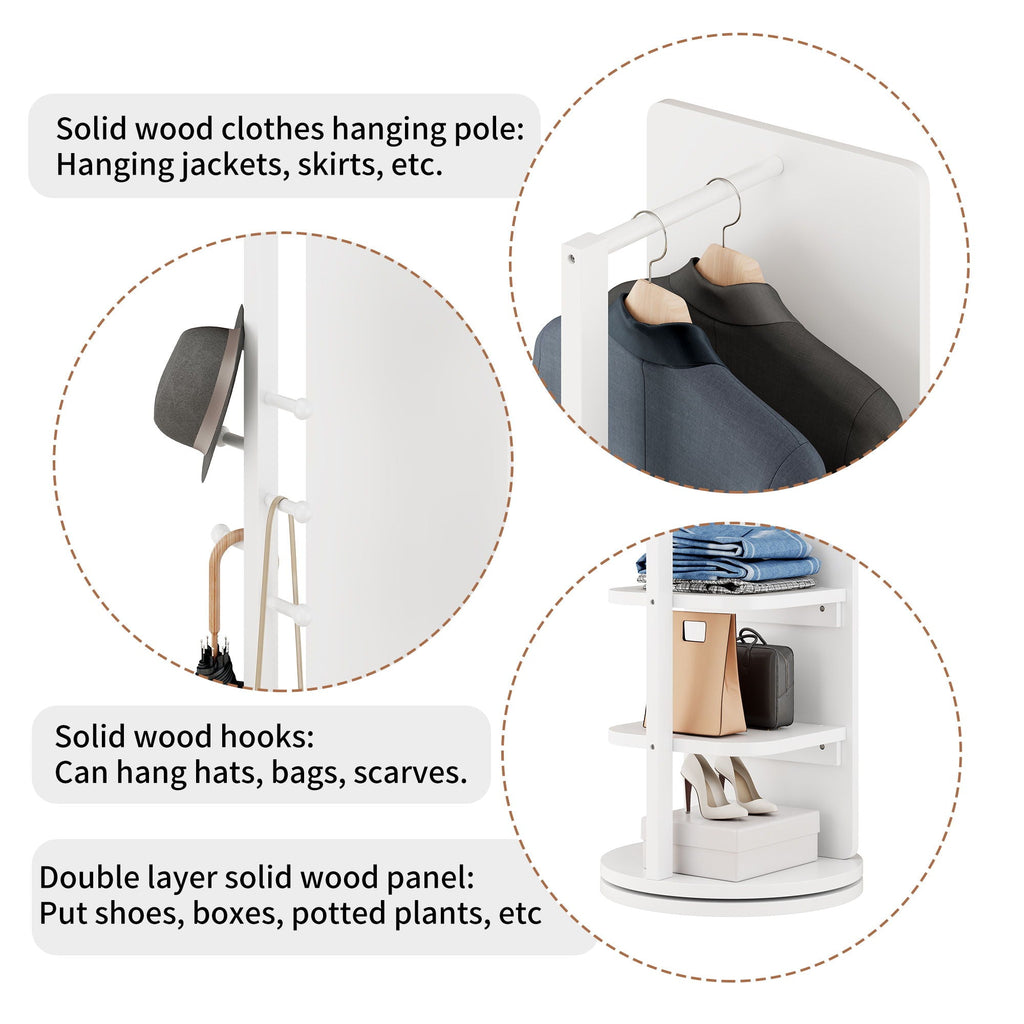 3 In 1 Multifunctional Full-Length Clothing Mirror with Rotating Design - Dark Brown, Black, White, Light Brown