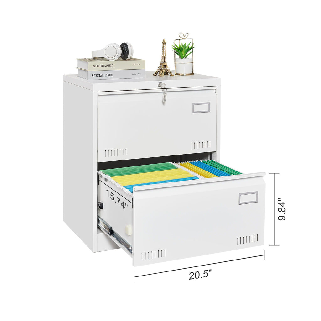 Locking Metal Filing Cabinet 3 Drawer - Multiple Sizes, Black or White
