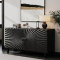 59'' Modern Buffet Sideboard with Sunburst Doors - Black
