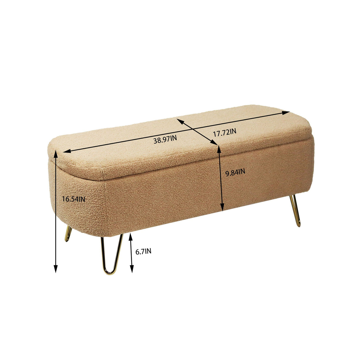 Faux Fur Storage Ottoman Bench with Padded Upholstery - Multiple Colors