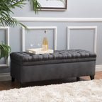 Gray Fabric Storage Ottoman Bench with Hidden Storage - Juliana