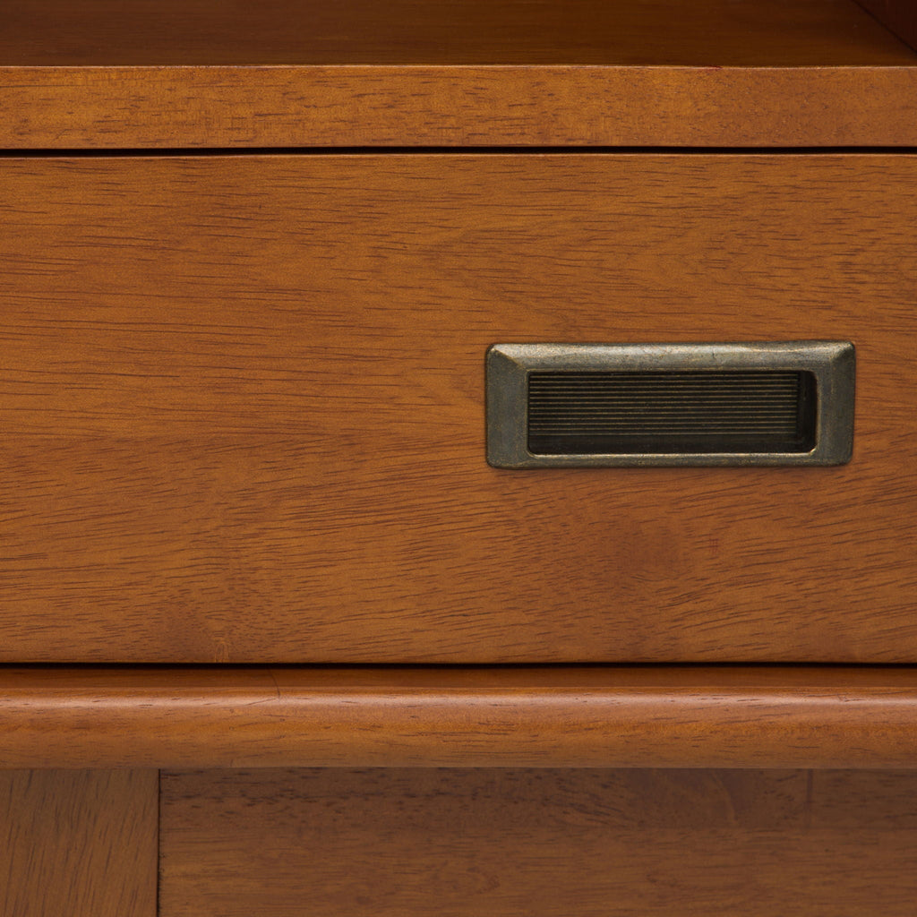 Mid Century Wide Bookcase with Storage Drawers - Multiple Colors