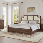 King Size Farmhouse Solid Wood Platform Bed Frame with 50.8" Tall Headboard - Walnut