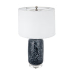 Ellis Glass Table Lamp with Blue Base and Linen Shade