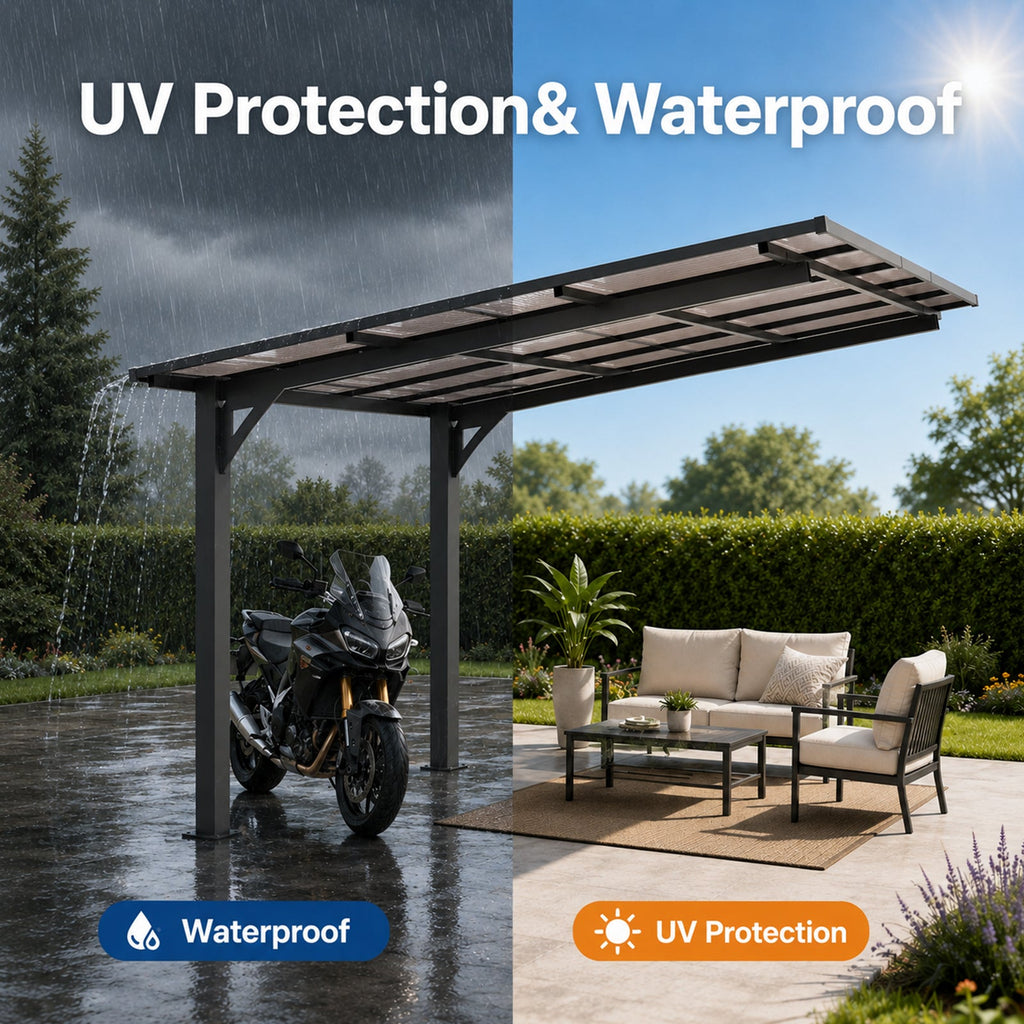 10x10FT PC Roof Carport with Galvanized Steel Frame