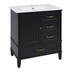 30" Bathroom Vanity with Sink and Soft-Close Drawers - White or Black