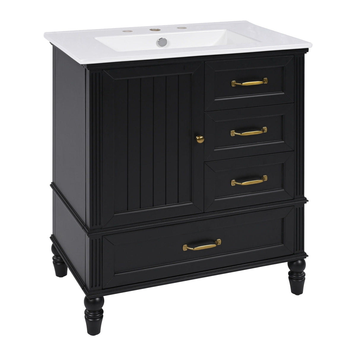 30" Bathroom Vanity with Sink and Soft-Close Drawers - White or Black