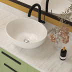 Oval Vessel Bathroom Sink with Stain-Resistant Ceramic - White