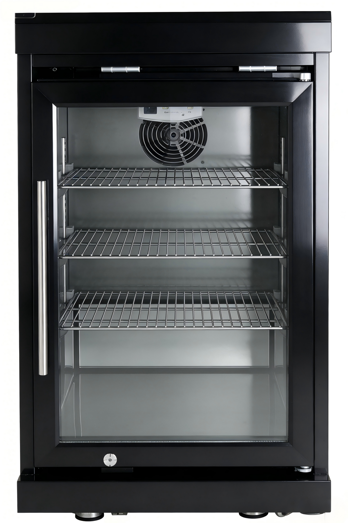 Black Single Door Fridge Cabinet with Stainless Steel Construction - Black