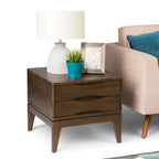 Handcrafted End Table with 2 Drawers - Light Brown, Dark Brown, or Black