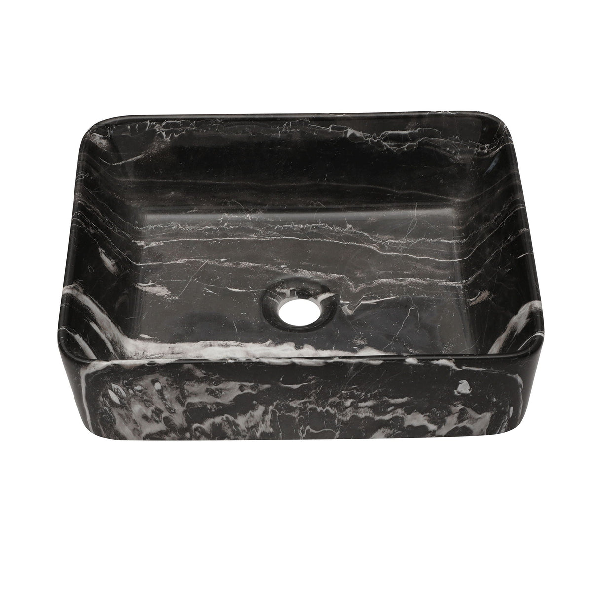 Rectangular Vessel Bathroom Sink with Sleek Black and Gray Ceramic Finish