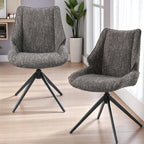 Side Chair Set with Swivel and Cushion - Brown Gray