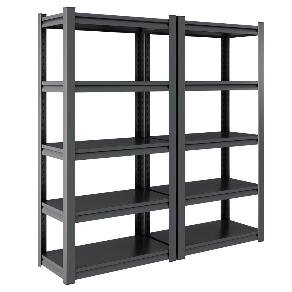 Heavy Duty Metal Garage Shelving Unit with Adjustable Shelves - Black