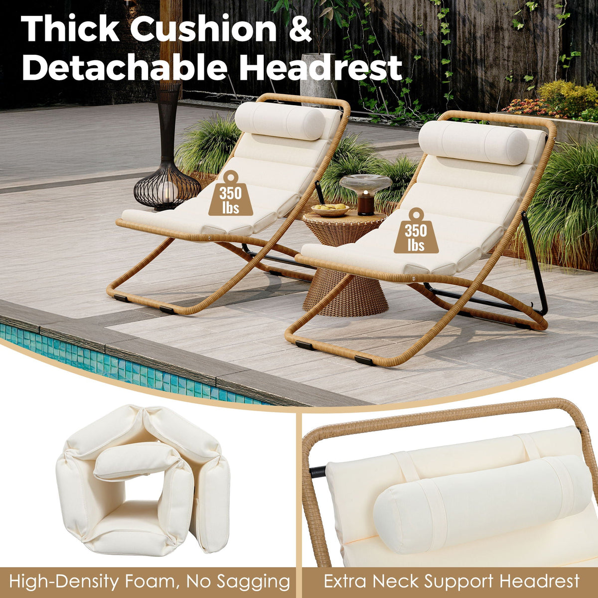 Outdoor Folding Chair Set with Adjustable Backrest – Black or Yellow