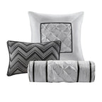 7 Piece Tufted Comforter Set Black Queen