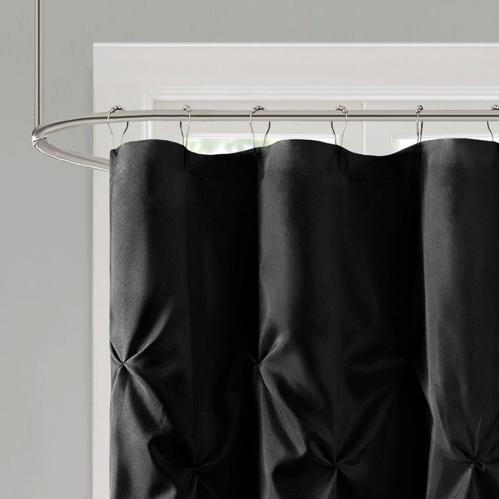 Tufted Semi-Sheer Shower Curtain with Tufted Texture - Soft Black