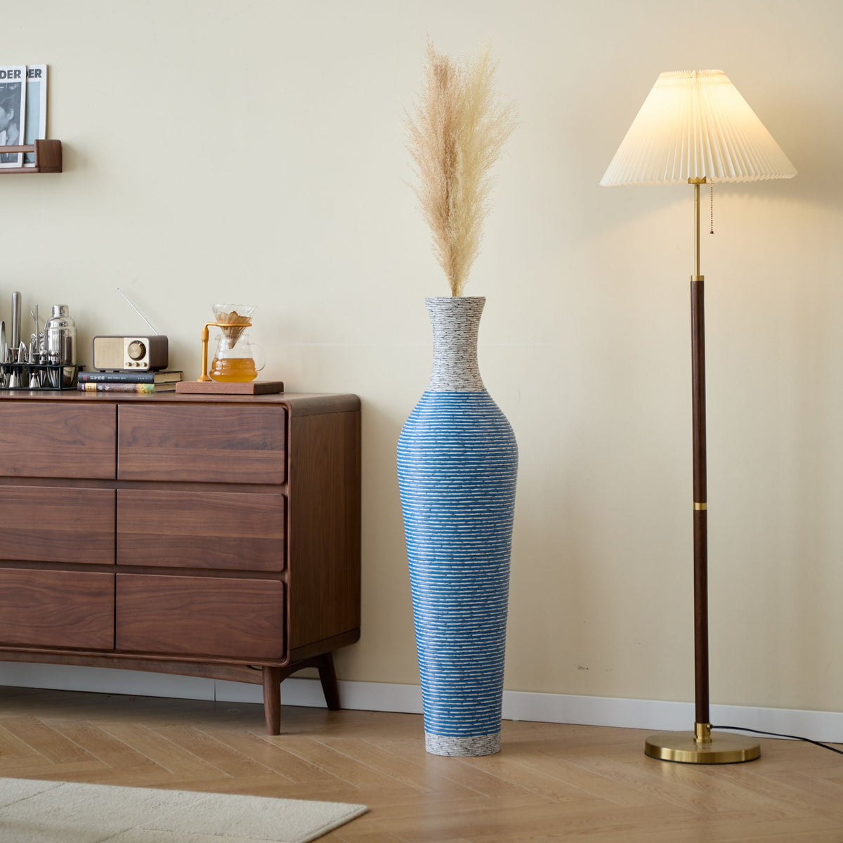 Classic And Neat Floor Vase with High Independent Stand - Multiple Colors