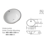 Ceramic Oval Undermount Bathroom Sink with Overflow - White