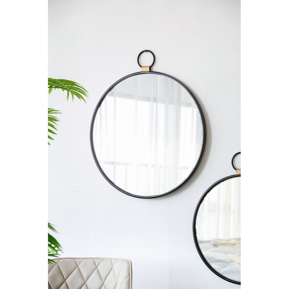 Black Contemporary Wall Mirror with Minimalist Frame - 24" W x 27.5" H