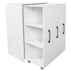 3 Tier Bookcase with Slide Out Doors and Wheels - White