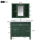 Bathroom Vanity With Mirror Cabinet and Single Sink - Soft-Closing Doors