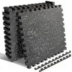 0.6 Inch Thick Gym Floor Mats with Rubber Top – Set of 6 Interlocking Tiles