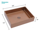 Stainless Steel Bathroom Sink with Pop Up Drain - Rose Gold 19" x 15"