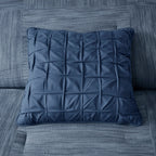 7 Piece Printed Seersucker Comforter Set with Hypoallergenic Fill - Navy