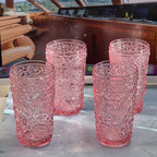 Paisley Style Acrylic Hi Ball Glasses with Shatterproof Design - White or Pink