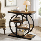 4 Tier Narrow End Table with Storage Shelves - Rustic Brown
