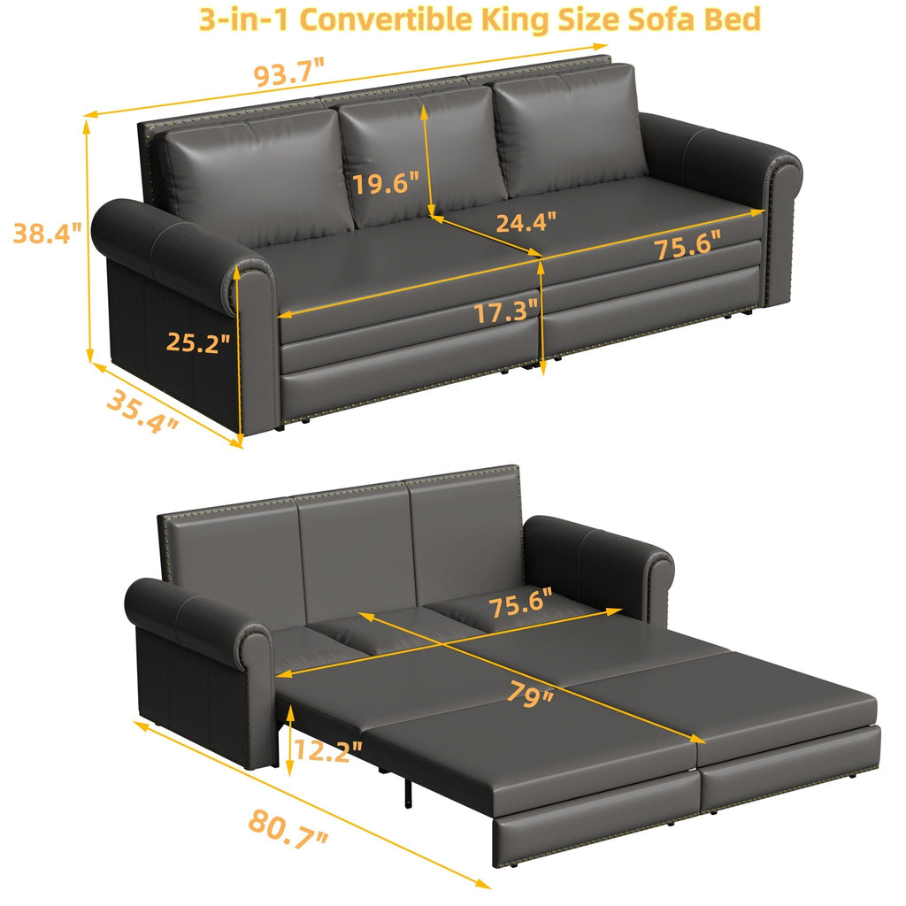 Chesterfield Sleeper Sofa with Pull Out Bed - Multiple Colors