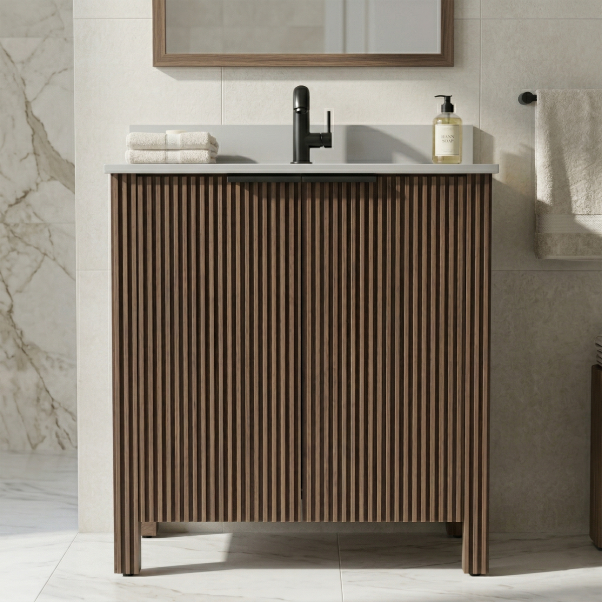 30-Inch Bathroom Vanity with Resin Basin - Brown
