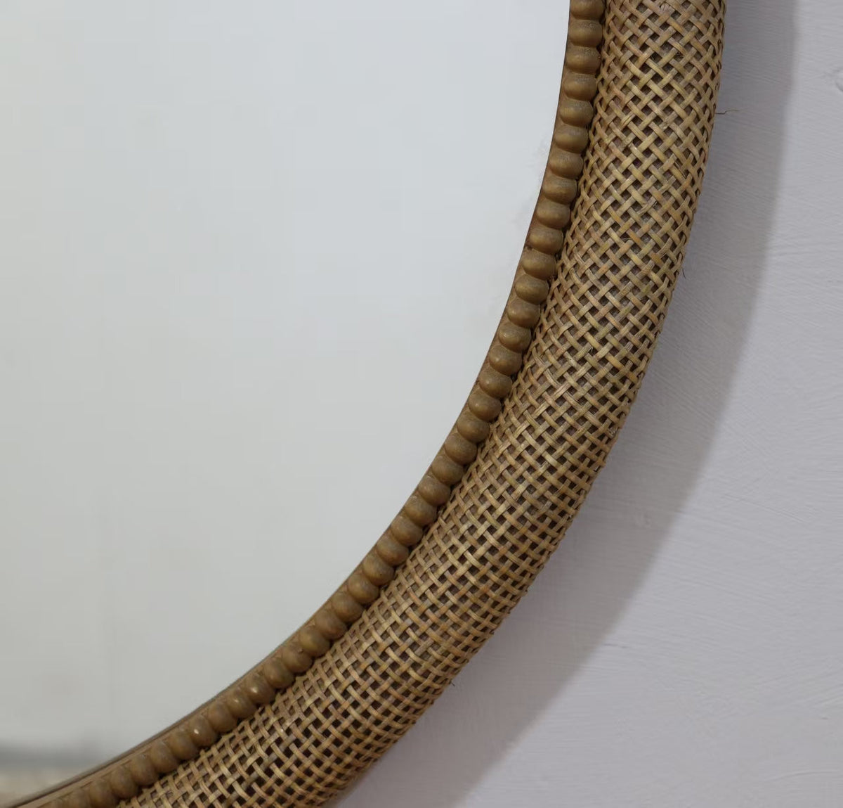 Woven Rattan Decorative Round Mirror
