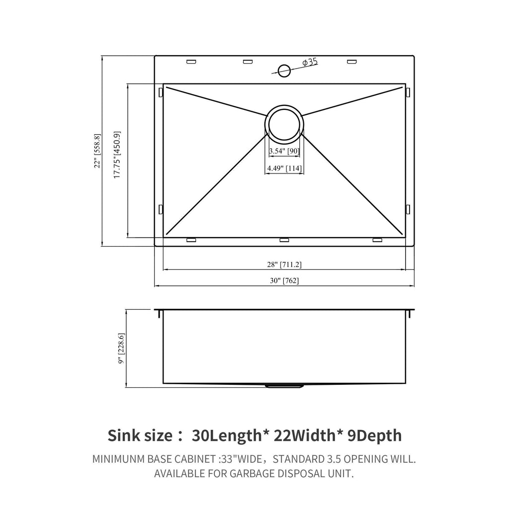 Drop In Kitchen Sink with Nano Technique Gunmetal Finish - Black