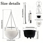 Self Watering Hanging Planter with Water Level Indicator - White, Black, or Dark Brown