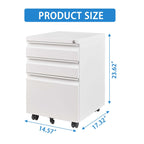 Metal Drawer Mobile File Cabinet with Lock for Secure Organization - White or Black