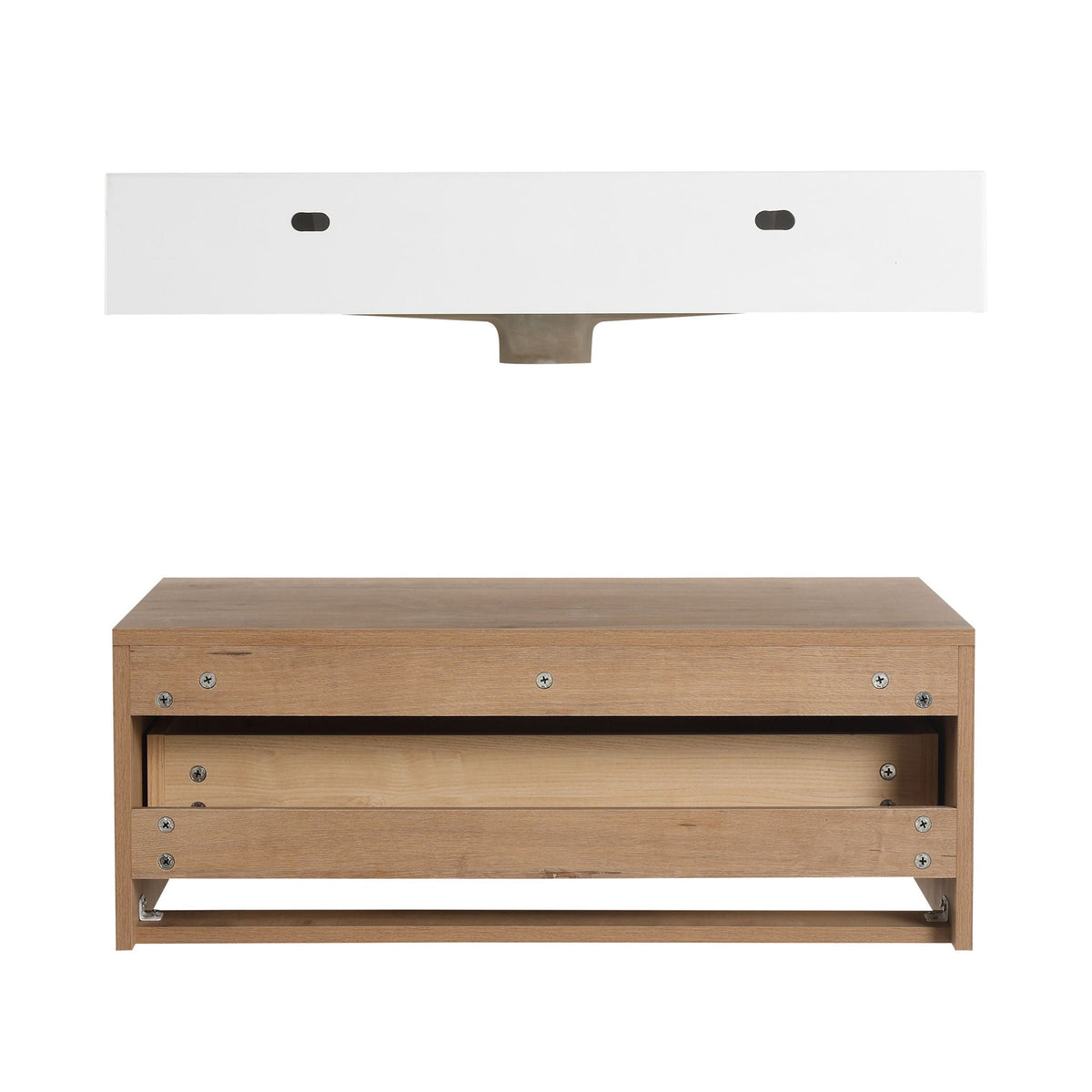 Wall Mounted Bathroom Vanity with Resin Sink and Soft Close Drawer - Imitative Oak