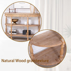 Handcrafted Wood Console Table with Hand-Woven Trim - Natural