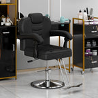 Classic Reclining Barber Chair with Hydraulic Pump - Red or Black
