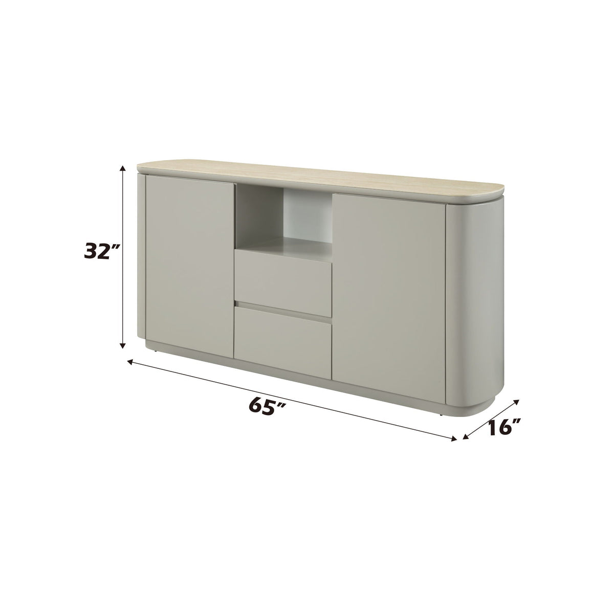 Ingram Ceramic Top Server with Durable Ceramic Top - Light Gray