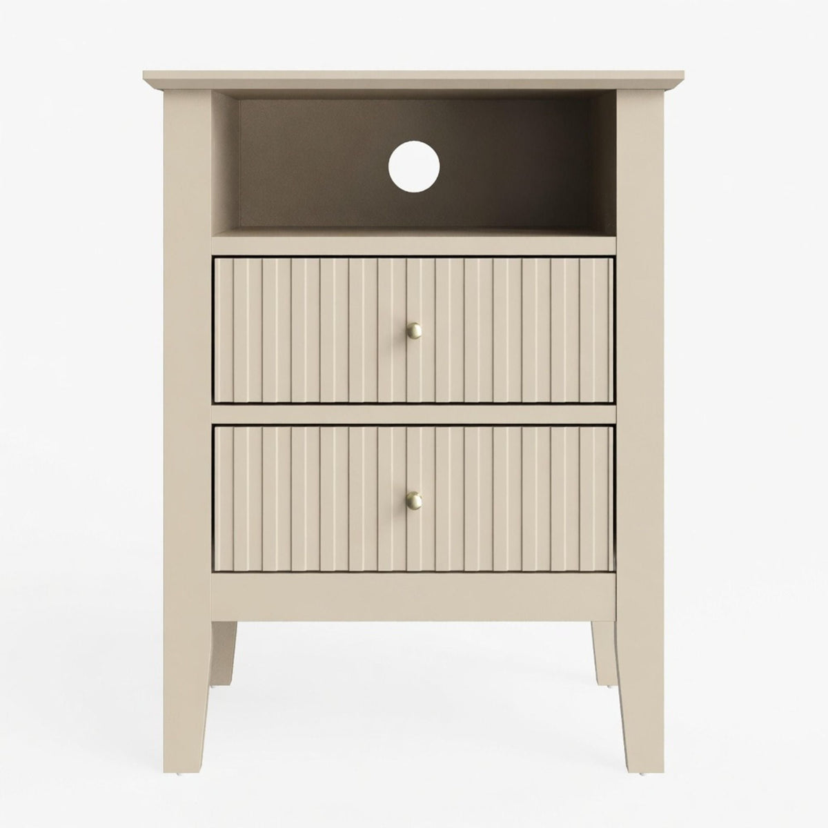 Fluted Nightstand with 2 Drawers and Soft-Close Slides - Multiple Colors