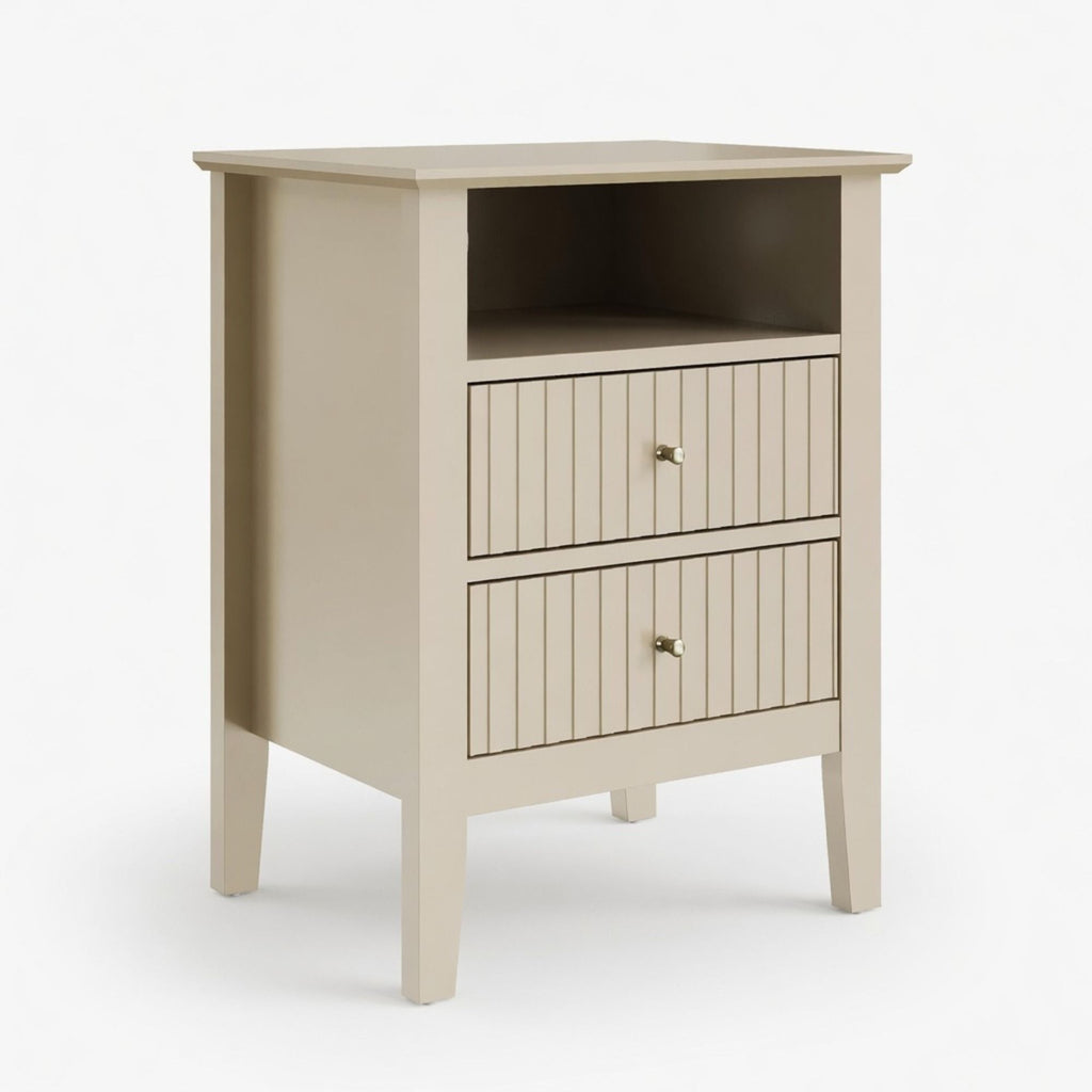Fluted Nightstand with 2 Drawers and Soft-Close Slides - Multiple Colors
