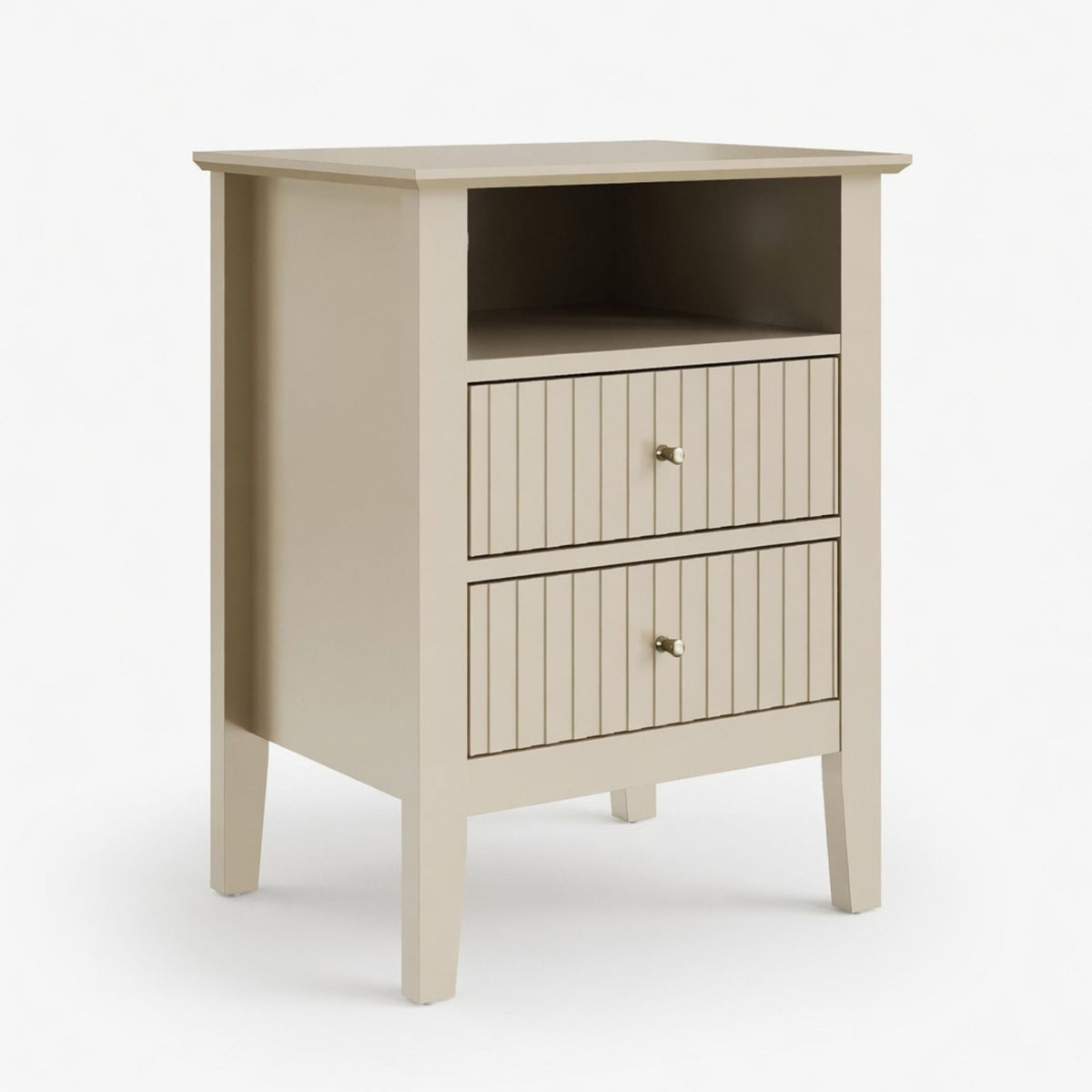 Fluted Nightstand with 2 Drawers and Soft-Close Slides - Multiple Colors