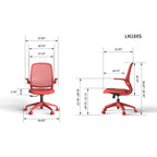 Ergonomic Office Chair with Mesh Back and Flipping Armrests - Red
