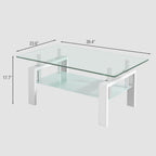 Tempered Glass Coffee Table with Storage - Black or White