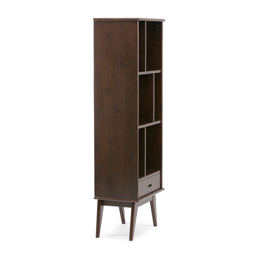 Mid Century Wide Bookcase with Storage Drawers - Multiple Colors