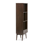 Mid Century Wide Bookcase with Storage Drawers - Multiple Colors